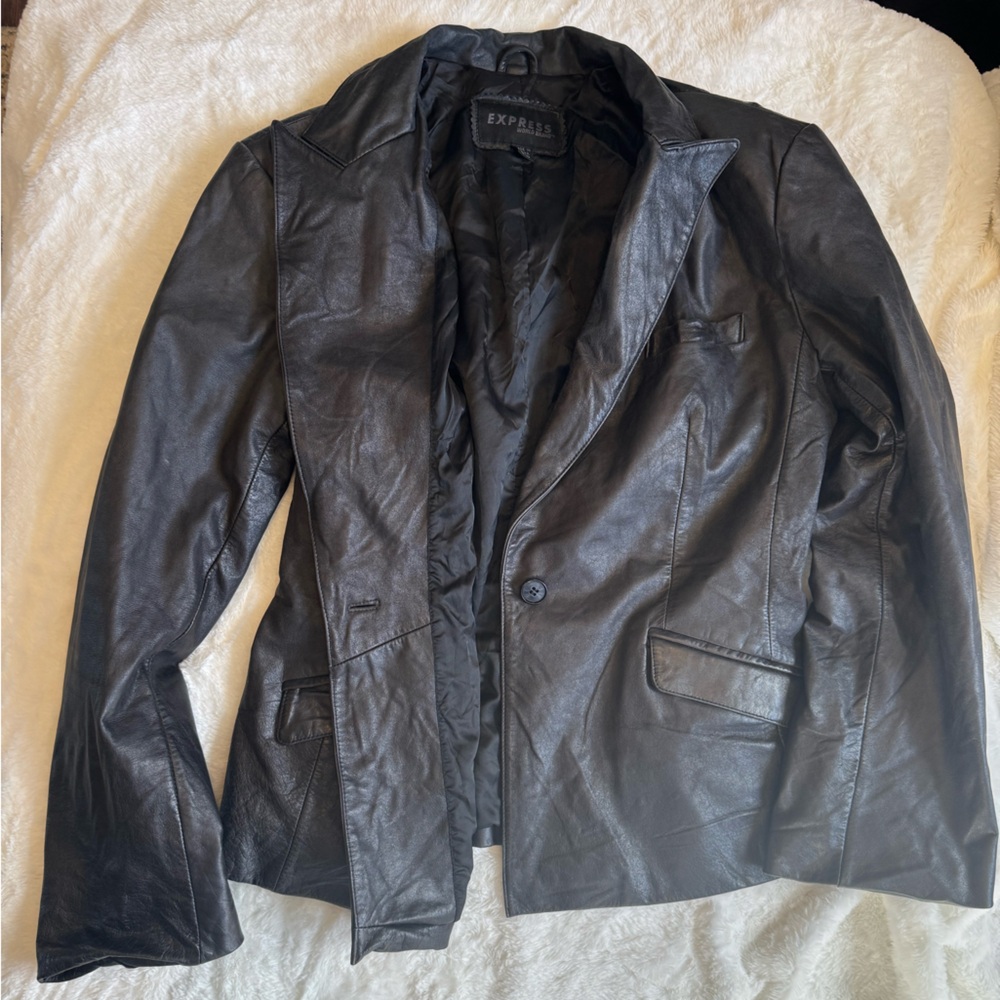 Express Black Leather Blazer